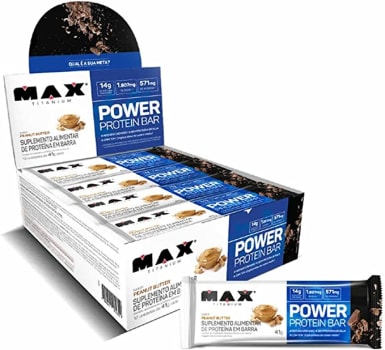 Caixa Barra de Proteina Max Titanium Power Peanut Butter 41g - 12 Unidades