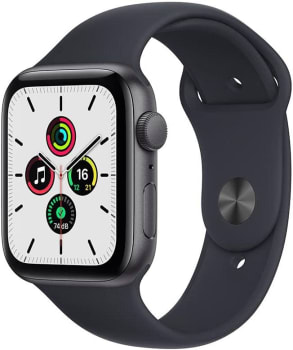  Apple Watch SE (GPS), Caixa em alumínio cinzento sideral de 44 mm com Pulseira esportiva meia-noite 