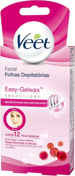 10 Unidades de Cera Fria Facial Veet Peles Normais e Secas - 12 Folhas Cada