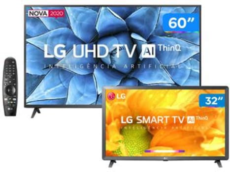 Combo Smart TV 4K LED 60” LG 60UN7310PSA Wi-Fi - Bluetooth HDR Inteligência Artificial + HD LED 32” - Magazine Ofertaesperta
