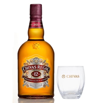 Kit Whisky Chivas Regal 12 1L + Copo de vidro Chivas