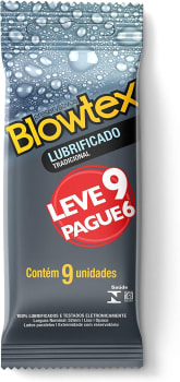 Preservativo Lubrificado Leve 9 Pague 6 Unidades, Blowtex