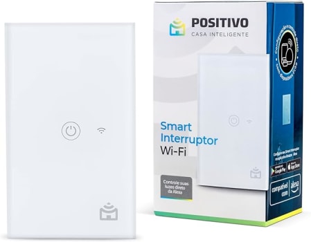 Smart Interruptor Wi-Fi Positivo Casa Inteligente, Configuração Livre de Frustração, 1 Botão Touch, Branco - Compatível apenas com Alexa