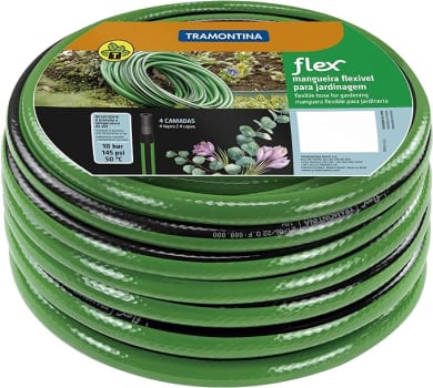 Mangueira Jardim Flex Especial Listrada Em Pvc, Sem Engates, Com 15 Metros