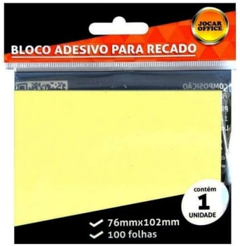 Bloco Adesivo Para Recado Amarelo 102x76 C/ 100 Folhas Leonora, Amarelo