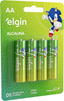 Pilha Alcalina AA Elgin com 4 unidades