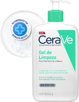 Gel de Limpeza Facial Cerave para Pele Oleosa com Ácido Hialurônico e Niacinamida - 454g