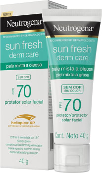 Neutrogena Sun Fresh Protetor Solar Facial Para Pele Oleosa Derm Care Sem Cor FPS 70 40g