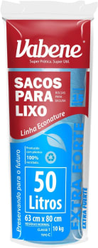 Saco de Lixo Vabene Extra Forte Azul 50L 15 Sacos, Vabene