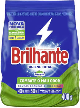 Brilhante Lava-Roupas Em Pó Roupas Brancas E Coloridas Higiene Total Pacote 400G