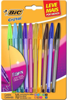 Caneta Esferográfica, BIC, Cristal Fashion, 9308586, 10 Unidades