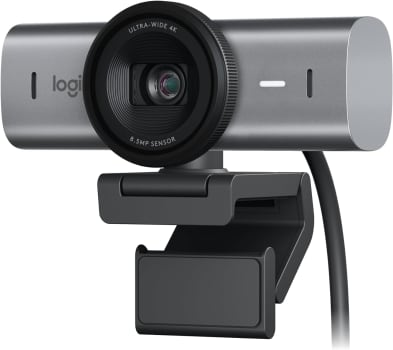 Webcam Ultra HD 4K Logitech MX Brio Com Microfones com Redução de Ruído, Qualidade de Imagem Aprimorada por IA, Protetor de Privacidade e Conexão USB-C - Grafite