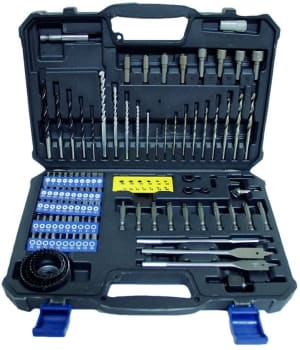 Kit Conjunto Completo De Ferramentas Goodyear Com Brocas, Bits, Serra Copo E Soquetes Com 110 Pecas