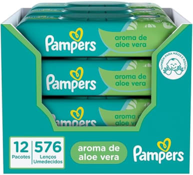 Pampers Lenços Umedecidos Aroma de Aloe Vera 576 Unidades