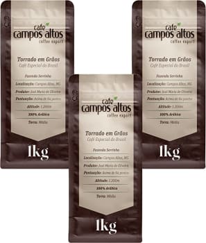 Combo 3 Cafés Especiais Torrados em Grão 3Kg - Café Campos Altos