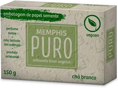 10 Unidades Sabonete Puro Vegetal Chá Branco 150g - Memphis Puro