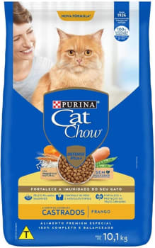 Purina Cat Chow Ração Nestlé Para Gatos Castrados Sabor Frango - 10 1Kg Purina - Sabor Frango