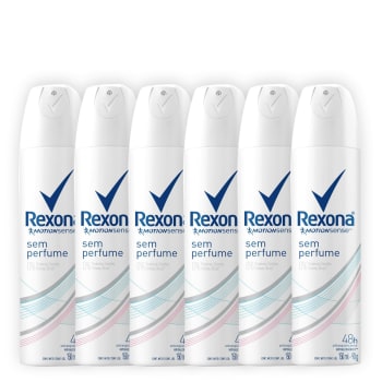 Kit Desodorante Antitranspirante Rexona Sem Perfume Feminino Aerosol 150ml com 6 unidades - Incolor