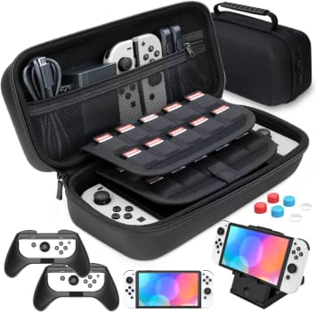 [Internacional]  Nintendo Switch Case HEYSTOP Nintendo Switch estojo de transporte com 2 protetores de tela Joy-con Grips and PlayStand para Nintendo 