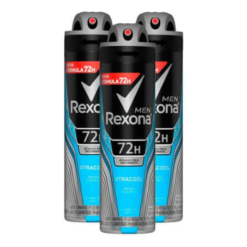 3 Unidades — Desodorante Rexona Men Xtracool Aerosol Antitranspirante 48h 150ml