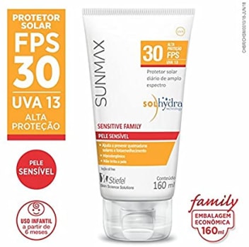 Protetor Solar Sensitive Family Fps 30 Pele Sensível, 160Ml, Sunmax, Branco