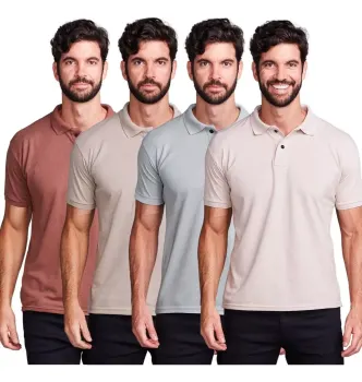 Kit 4 Camisas Masculinas Polo Piquet Elegance Alta Qualidade