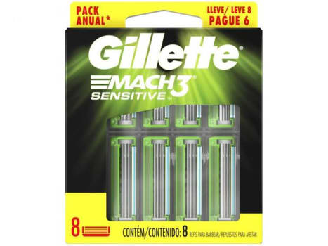  Carga Gillette Mach3 Sensitive - 8 Unidades 