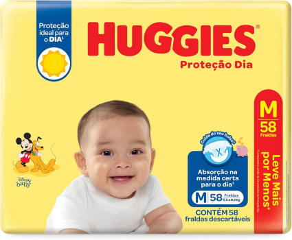 Huggies Fralda Proteção Dia Tam. M - 58 fraldas