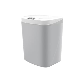 Lixeira Automatica com Sensor, Lixeira Inteligente com Sensor Infravermelho, Lixeira sem Contato para Sala de Estar, Cozinha, Banheiro, Escritório, Quarto, Locais Comerciais, 16L, Cinza com Branco