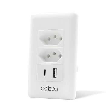 Tomada com USB e Tipo-C, USB Wall Socket, Branco