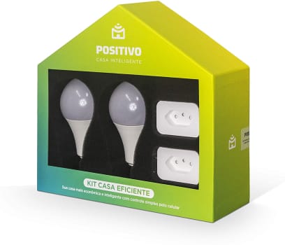 Kit Casa Eficiente Positivo Casa Inteligente (2 Smart Lâmpadas Wi-Fi + 2 Smart Plugs Wi-Fi)