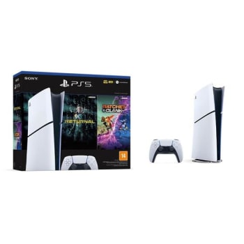 Console PlayStation 5 Slim, SSD 1TB, Edição Digital, Branco + 2 Jogos - 1000038914 - Sony - Console PS5 - Magazine {{route.pmdStoreName}}Logo LuLogo Magalu