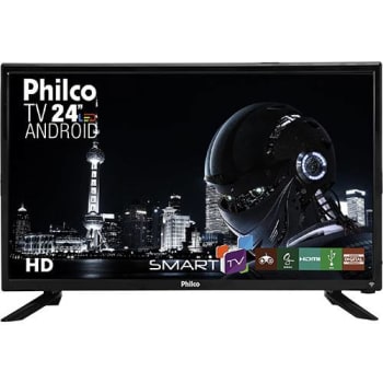 Smart TV LED 24'' Philco PTV24N91SA HD com Android 1 HDMI 1 USB Wi-Fi Closed Caption 60Hz