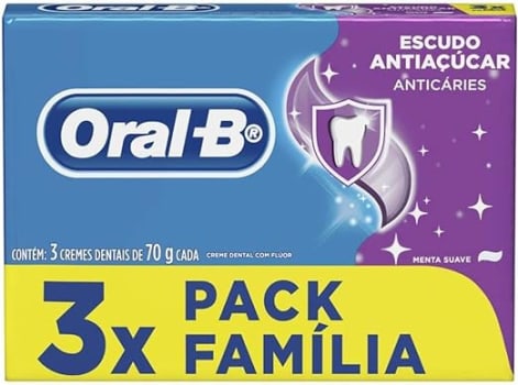 2 Unidades Creme Dental Oral-B Escudo Anti Açúcar Tradicional 70g