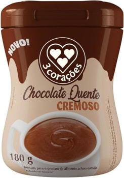 3 Corações Chocolate Quente em Pó Cremoso, 180g