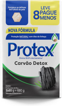 Sabonete em Barra Protex Carvão Detox 8 unid 85g Promo Leve Mais Pague Menos