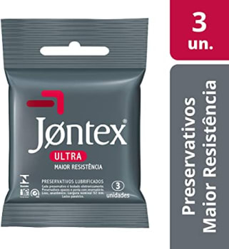 Conjunto de 3 Preservativos Lubrificados Ultra Resistentes, Jontex, Branco