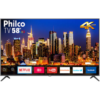 Smart TV LED 58" Philco PTV58f60SN Ultra HD 4k com Conversor Digital 3 HDMI 2 USB Wi-Fi