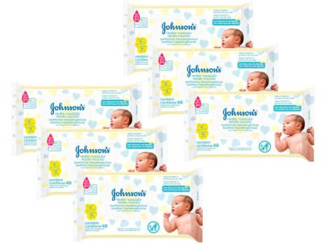 Kit Lenço Umedecido Johnsons Baby Recém-Nascido - Sem Fragrância 6 Pacotes com 48 Unidades Cada - Magazine Ofertaesperta