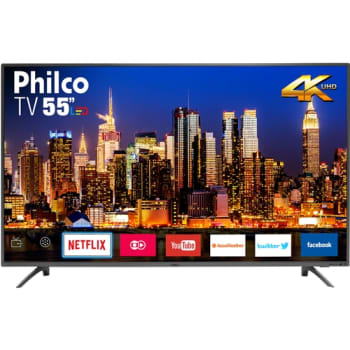 Smart TV LED 55" Philco PTV55F61SNT Ultra HD 4K Conversor Digital Integrado 3 HDMI 2 USB Wi-Fi com Netflix - Titanium
