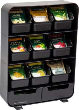 Mind Reader 9 Removable Drawers Tea Bag holder and Condiment Organizer, Black