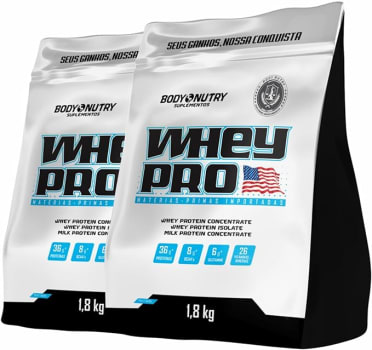 Kit 2x Whey Protein Body Nutry Pro Isolado & Concentrado 36g proteina 1,8KG