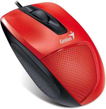 Mouse Genius Dx-150x Ergonômico, C/ Fio 1.5M, 1000 DPI, 3 Botões, Vermelho - 31010231101