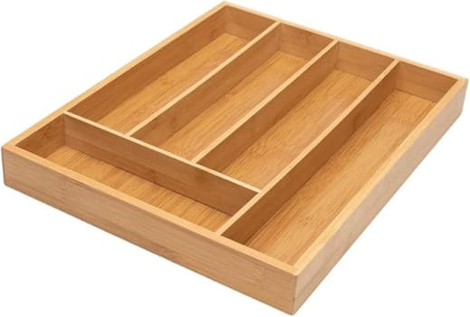 Mimo Style Porta Talheres Ecokitchen, Produzido em Bambu, Resistente, Durável e Ecológico, Possui 5 Compartimentos Para Organizar Seu Ambiente