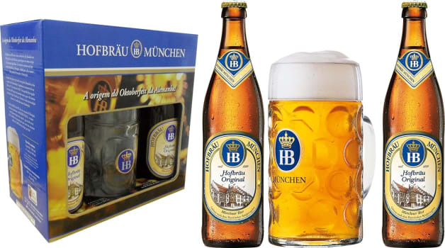 Kit Cerveja HB Oktoberfest: 2 Garrafas 500ml + 1 Caneca 1L