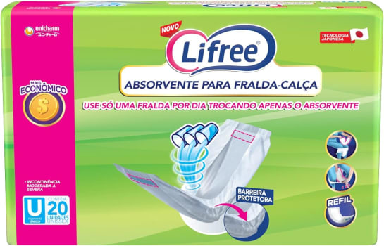 Absorvente Geriátrico Lifree, Refil, 20 Unidades