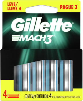 Refil Para Barbear Gillette Mach3 4 Unidades, Gillette