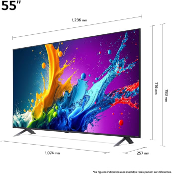 Smart TV 4K 55" LG QNED 55QNED80T Processador α5 Ger7 AI Quantum Dot Nanocell Local Dimming Design Super Slim Alexa/Chromecast integrado webOS 24