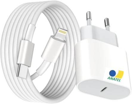 Kit Carregador PD Turbo 25W e Cabo de Carregamento USB-C Compatível com Iphone.