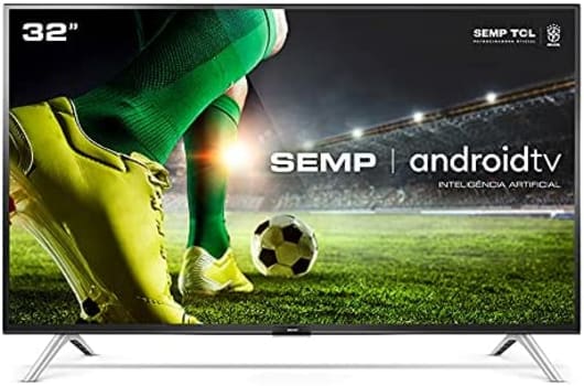 Smart TV Android LED 32" Semp 32S5300 Bluetooth 2 HDMI 1 USB Controle Remoto com Comando de Voz e Google Assistant